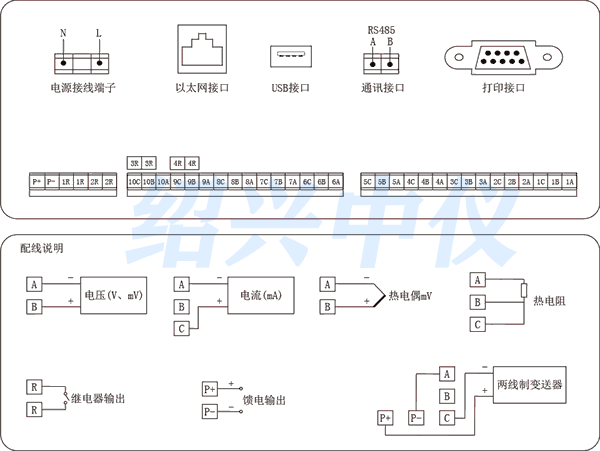 十通道無紙記錄儀接線圖